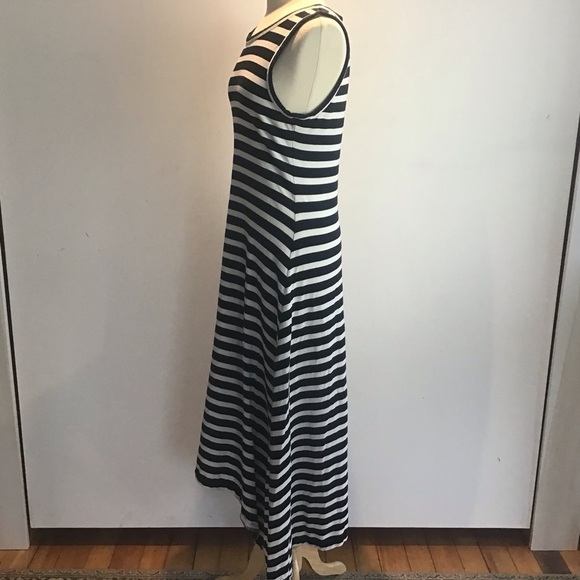 J CREW -  Breton Stripe nautical sleeveless cotton knit Hi-Low Maxi Dress Small - Picture 4 of 8